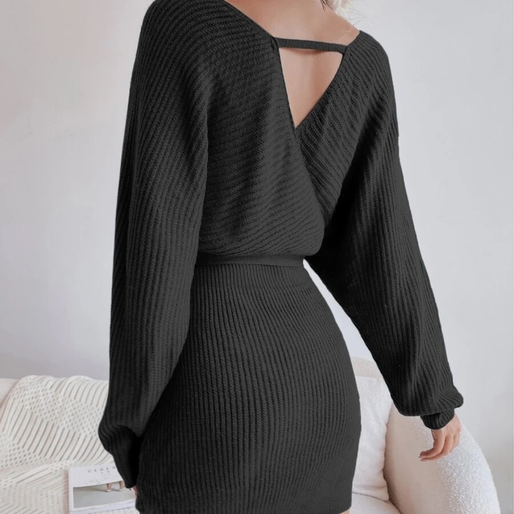 Cozy Off Shoulder dolman Sleeve Sweater Dress - Picture 4 of 7